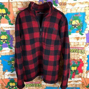 The North Face Mens Plaid Fleece Medium Red Black